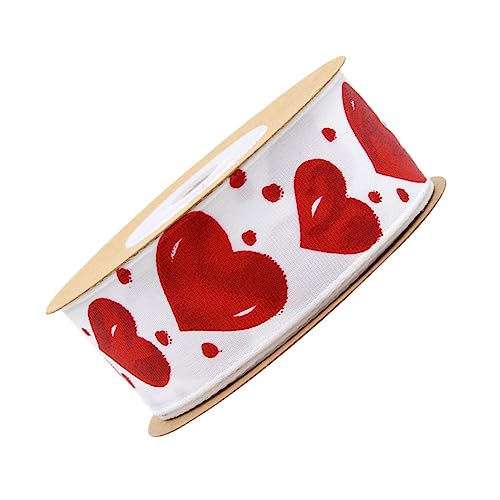 Angoily Dekorativer Roter Polyester Rollband mit Herzmuster DIY Geschenkband für Hochzeit Valentinstag und Kreative Bastelprojekte Langlebig und Wiederverwendbar von Angoily