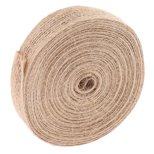 Angoily Dekoratives Juteband Breit mit Goldfarbenem Rand Reißfestes Schleifenband für Geschenkverpackung DIY Bastelband für Blumensträuße und Festtagsdeko Naturfarbene Filigrane von Angoily