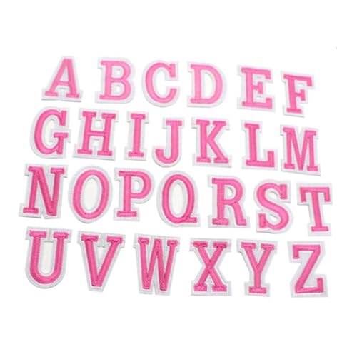 Angoily Diy Buchstaben Stoffpatches Pinke Alphabet Aufnäher für Kleidung Taschen Accessoires Bügelbilder zur Dekoration und Reparatur von Textilien von Angoily