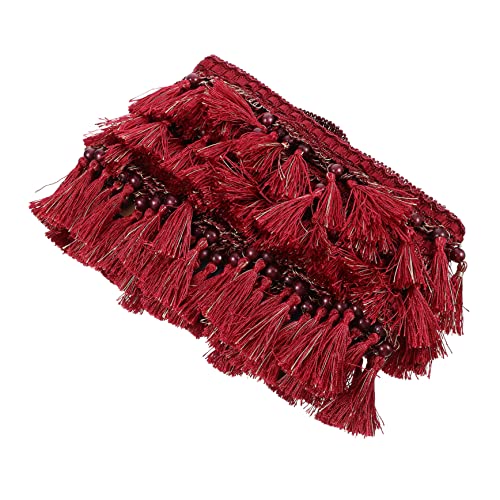 Angoily Diy Fransenborte mit Quasten Stoffverzierung für Gardinen Kleidung und Heimdekoration Weinrot Vielseitig Einsetzbar für Projekte Angoily Diy Fransenborte mit Quasten Stoffverzierung für Gardinen Kleidung und Heimdekoration Weinrot Vielseitig Einsetzbar für Projekte von Angoily