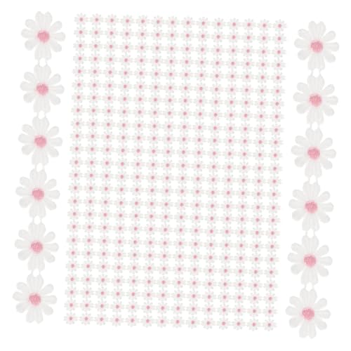 Angoily Diy Handwerk Blüten Daisy Spitzenband Yards Wasserlösliches Besticktes Blumenband für Nähprojekte und Kreative Bastelarbeiten von Angoily
