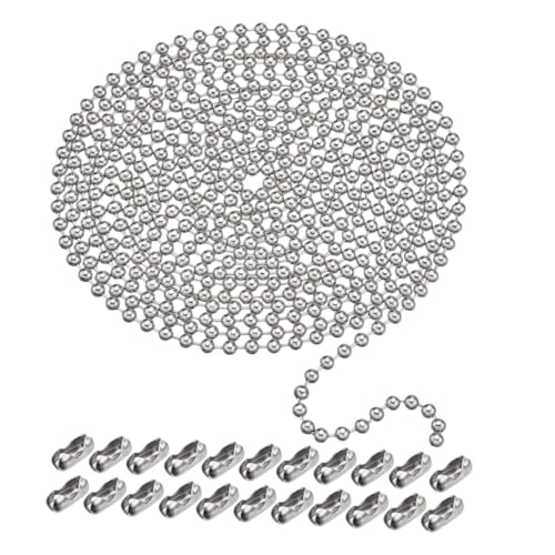 Angoily Edelstahl Kugelkette mit Steckverschlüssen Robuste Dog Tag Chain für DIY Schmuck Schlüsselanhänger Vielseitige Perlenkette für Individuelle Anhänger Modernes Design von Angoily