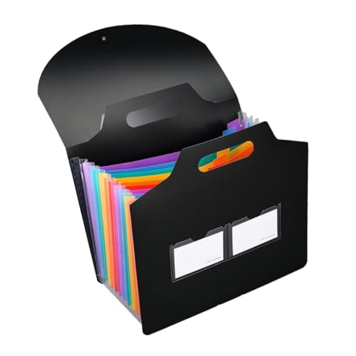 Angoily Fächermappe mit Fächern Tragbarer Dokumentenorganizer Wiederverwendbare Akkordeon Mappe mit Regenbogen Innenseiten Leicht und Handlich für Büro Schule und Zuhause von Angoily