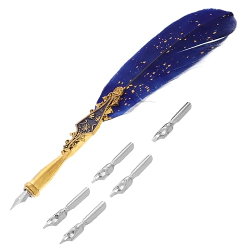 Angoily Federstift Dip-Stift im Vintage-Stil ausgefallene Kalligraphiestifte Füller Federkiel verzierte Stifte Vintage -Stifte Federfeder Tintenstift Füllfederhalter Metall Blau Angoily Federstift Dip-Stift im Vintage-Stil ausgefallene Kalligraphiestifte Füller Federkiel verzierte Stifte Vintage -Stifte Federfeder Tintenstift Füllfederhalter Metall Blau von Angoily