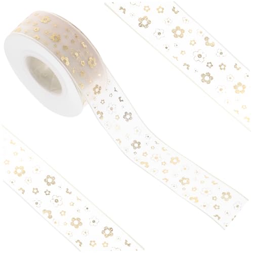 Angoily Festliches Geschenkband aus Organza Goldfarbenes Leichtes Deko Band mit Zarten Blumen Vielseitiges Bastel und Verpackungsband für DIY Schleifen Party und Geschenkdekoration Angoily Festliches Geschenkband aus Organza Goldfarbenes Leichtes Deko Band mit Zarten Blumen Vielseitiges Bastel und Verpackungsband für DIY Schleifen Party und Geschenkdekoration von Angoily
