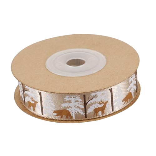 Angoily Festliches Geschenkband mit Tierdruck Langlebiges Geschenkverpackungsband für Weihnachtsdekoration Party dekoband mit Hirsch Bärmotiv für Geschenkverpackung und DIY basteln von Angoily