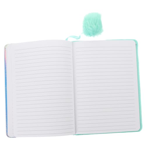 Angoily Fluffy Einhorn Notizbuch Grün Plüschhülle Liniertes Tagebuch für Mädchen Büro Schule Leicht Tragbar Cartoon Design Kreatives Schreibheft von Angoily