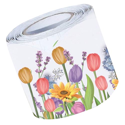 Angoily Frühlingshafte Tulpen Pinnwand Bordüre Gewellter Abziehbarer Poster Kreidetafel-umrandung Dekorative Pinnwand-umrandung für Klassenzimmer Büro Zuhause von Angoily