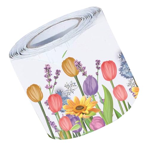 Angoily Frühlingshafte Tulpen Pinnwand-bordüre Abziehbare Weiße Tafel Blumenbordüre für Klassenzimmer Vielseitige Dekorative Ränder für Schul Partygestaltung von Angoily