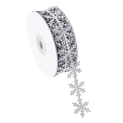 Angoily Gold Silber Schneeflockenband aus Polyester Dekoratives DIY Geschenkband für Weihnachtsdekoration Festliches Bastelzubehör Einfach Zuschneidbar für Geschenkverpackung und von Angoily