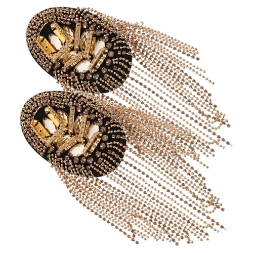 Angoily Goldene Schulterklappen mit Quasten und Strasssteinen Epauletten Leichte Langlebige Kostüm Schulterabzeichen mit Sicherem Befestigungssystem für Anzug und Blazer von Angoily