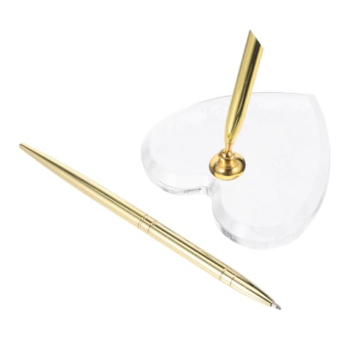 Angoily Goldener Kugelschreiber mit Herzständer Eleganter Signierstift für Hochzeit Verlobung Geburtstag und Business-events Inklusive Klarem Acryl-herzhalter für Stilvolle Angoily Goldener Kugelschreiber mit Herzständer Eleganter Signierstift für Hochzeit Verlobung Geburtstag und Business-events Inklusive Klarem Acryl-herzhalter für Stilvolle von Angoily