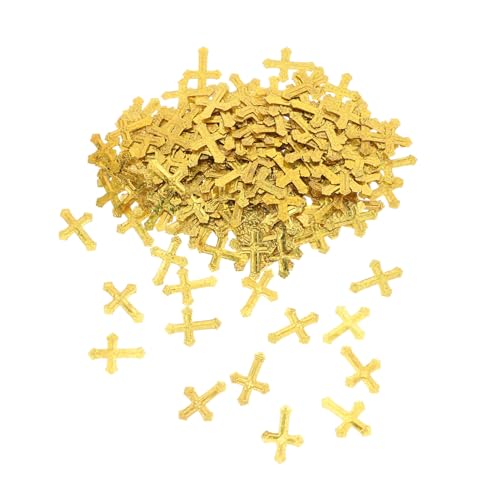 Angoily Goldfarbene Kreuz-konfetti aus Metallfolie Schimmerndes Religiöses Streudeko Kommunion Taufe Hochzeit Babyparty Vielseitige Tischdeko für Festliche Anlässe von Angoily