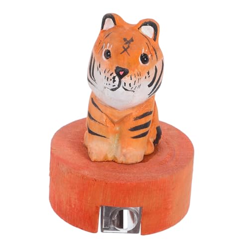 Angoily Handlicher Holz-Bleistiftanspitzer Tigerform für Kreativer Manueller Bleistiftspitzer mit Süßem Tierdesign Tragbar für Schule Zuhause und Reisen als Wachsmalstift von Angoily