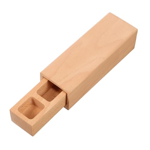 Angoily Holz Aufbewahrungsbox für Stempel Quadratische mit Schiebedeckel Vielseitiger Organizer für Medaillen Schmuck Kleine Abzeichen Bastelbedarf für Schule Zuhause und DIY Enthusiasten von Angoily