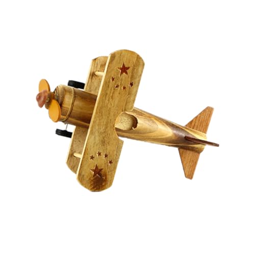 Angoily Holz Flugzeug Modell Militärische Handwerkskunst Dekor Handgefertigt Miniatur Tischdekoration Vintage Ornament für Zuhause Büro Bar von Angoily