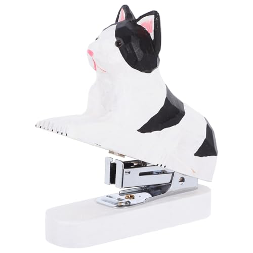 Angoily Holz Tier Mini Hefter Handgefertigter Niedlicher Katzen Hefter für Schreibtisch Zubehör Kreative Holzschnitzerei für Büro Schule und Reisen von Angoily