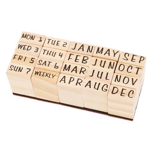 Angoily Kleines Holzstempel für DIY Scrapbooking mit Monats und Wochentagsmotiven Langlebige Handwerk Stempel für Planer Karten und Kreative Tagebücher von Angoily