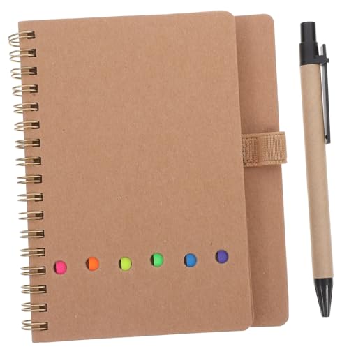 Angoily Kraftpapier Notizbuch mit Stift und Klebezetteln Spiralbindung für Kreatives Planen Journaling und Skizzieren für Berufstätige und Kreative in Khaki von Angoily