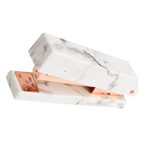 Angoily Kreativer Roségold Stapler mit Marmorierung Handlicher Hefter für Schule Büro und Zuhause Praktische Heftmaschine für Papierbindung und Bürobedarf von Angoily
