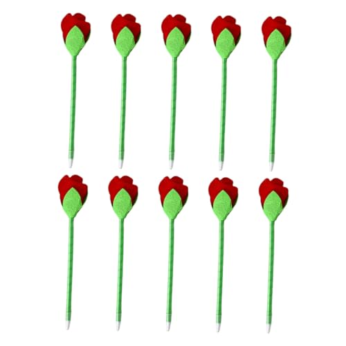 Angoily Künstliche Rosenblumen-kugelschreiber, Rote Plüschrosen-stifte, Dekoratives Cartoon-briefpapier Für Schule, Büro, Hochzeit, Valentinstag, Muttertag von Angoily