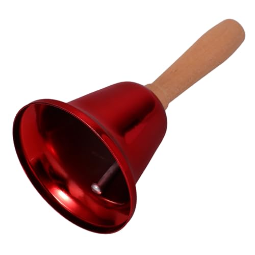 Angoily Lautstarke Handglocke Holzgriff Vielseitige Service Glocke für Schule Restaurant und Hochzeiten Klare Klangqualität Rot für Notfälle und Essenszeiten von Angoily