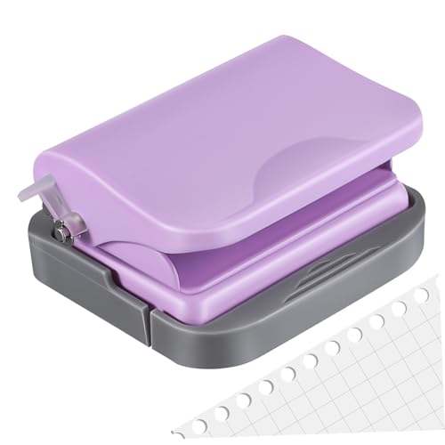 Angoily Loseblattbuch Puncher Locher für lose Blätter Locher aus Papier Tragbarer Papierlocher Ringbuchlocher Spirallocher für Notizbücher Mini tragbarer Locher Handlocher Plastik Violett von Angoily