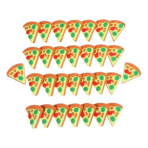 Angoily Lustige Pizzascheiben-Radiergummis für niedliche Klassenzimmerpreise, Schulbedarf, Mini-Lebensmittelform-Radiergummis für Partygeschenke, Belohnungen, kein Verschmieren, 30 Stück von Angoily