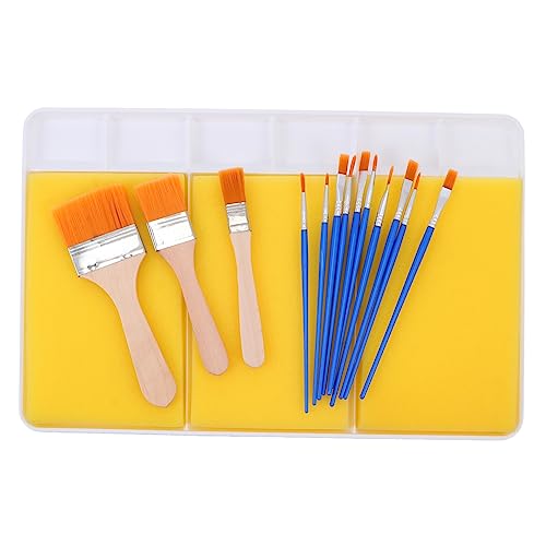 Angoily Malwerkzeug mit Mischpalette Schwammpinsel Spitze Flache Pinsel Flachpinsel Leichtes Sicheres DIY Malset für Fingerfarbe und Aquarell Geeignet für Anfänger von Angoily