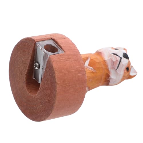 Angoily Manueller Shiba Inu Bleistiftspitzer aus Holz Kleiner Vintage Pencil Sharpener Handlicher Pencil Sharpener Robustes Holz Präziser Schärfmechanismus Kawaii Schreibtisch-accessoire von Angoily