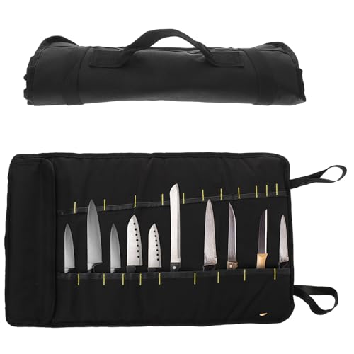 Angoily Messertasche für Kochmesser, 22 Schlitze für Küchenutensilien, Oxford-Messer, Tasche zum Aufwickeln, Stoff, tragbar, für Messer, Rollentasche für Zuhause Angoily Messertasche für Kochmesser, 22 Schlitze für Küchenutensilien, Oxford-Messer, Tasche zum Aufwickeln, Stoff, tragbar, für Messer, Rollentasche für Zuhause von Angoily