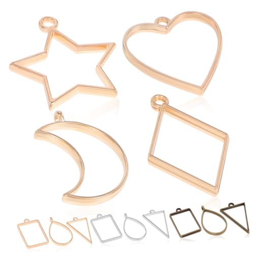 Angoily Metall Offene Lünette Anhänger Farben Weiß Gold Bronze DIY Schmuckherstellung Zubehör für Halsketten Armbänder Ohrringe Epoxidharz Basteln von Angoily