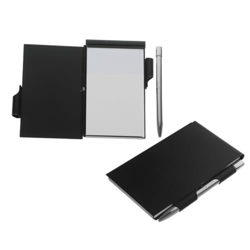 Angoily Metallic Mini Notizblock mit Aluminiumhülle und Austauschbarem Stift Tragbares Pocket Notepad für Büro Schule und Reisen Stabiles Flip Notebook Teiligem in Schwarz Angoily Metallic Mini Notizblock mit Aluminiumhülle und Austauschbarem Stift Tragbares Pocket Notepad für Büro Schule und Reisen Stabiles Flip Notebook Teiligem in Schwarz von Angoily