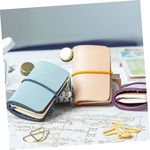 Angoily Mini Notizbuch Handliches Tn Notizheft Matte Wachshülle Schwarzes Leder Tragbar Schüler Bürobedarf Schreibheft für Schule und Alltag von Angoily