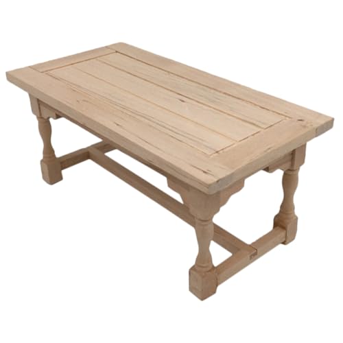 Angoily Mini Puppenhausmöbel Holz 112 Puppen Esstisch Unbehandelter Holzschreibtisch Für Foto Requisiten Mini Haus Küche Wohnzimmerzubehör von Angoily