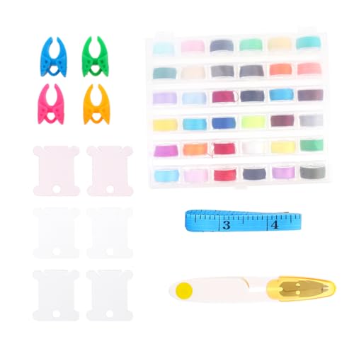 Angoily Nähzubehör Set mit Faden Spulenbox Stickgarn Spulen Schere Maßband und Bobbin Klemmen Passend für Heimnähmaschinen und Stickmaschinen Langlebig und Praktisch für Diy Nähprojekte Angoily Nähzubehör Set mit Faden Spulenbox Stickgarn Spulen Schere Maßband und Bobbin Klemmen Passend für Heimnähmaschinen und Stickmaschinen Langlebig und Praktisch für Diy Nähprojekte von Angoily