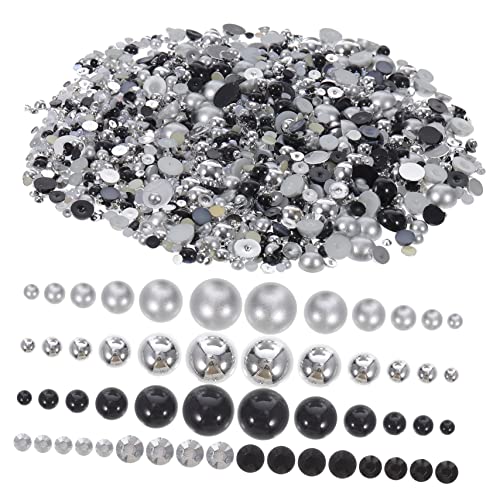 Angoily Nagelpflaster Halbrunde Perlen Für Nägel Nagel Strasssteine ​​Nagelperlen Handyhülle Nagelaufkleber Für Nagelkunst Praktischer Nagelschmuck Handgefertigtes Nageldekor Schwarzes von Angoily
