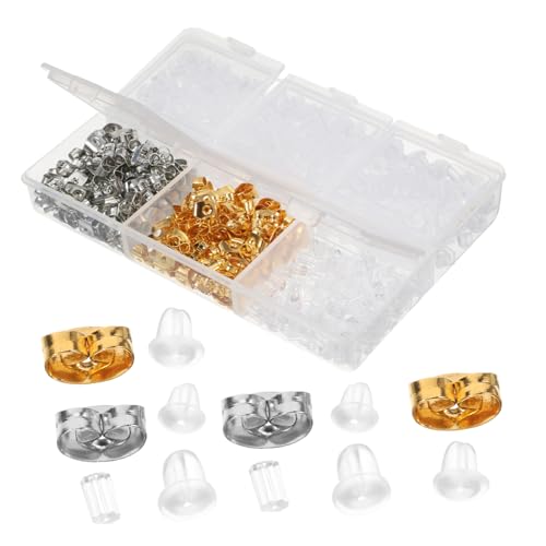 Angoily Ohrring Verschlüsse Set Gummirücken Für Ohrstecker Transparente Silikon Ohrringstopper Für Schmuckherstellung Und Sicher Zubehör Für DIY Ohrringe Box von Angoily
