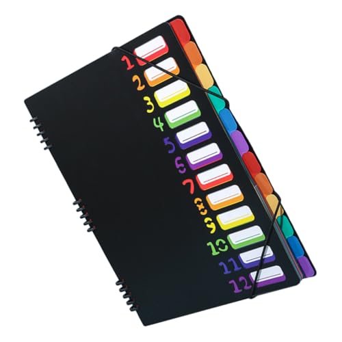 Angoily Ordner Informationsbuch aktenordner Teppiche Escolares Ordnerdatei Ordner-Organizer-Binder Organizer für Babydokumente Farbige Dateiordner in Buchstabengröße Trennordner Schwarz von Angoily