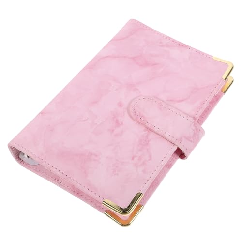 Angoily Ordnerabdeckung Notizbücher Hausmappe Binder Innenpapier Bargeld-stuffing-ordner Planer-abdeckung Losenblatt Notizbuch Nachfüllbare Loseblatt-planerhülle Planerhüllen Pu-leder Rosa von Angoily