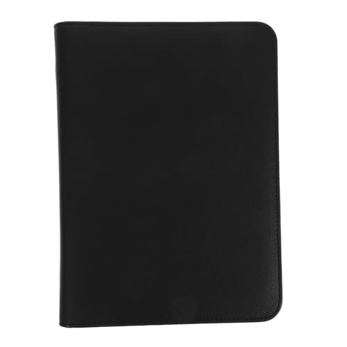 Angoily PU Leder Business Portfolio mit Reißverschluss Ringbuch Organizer Sicherer Dokumentenhalter für Geschäftsreisen Große Kapazität Praktische Ablage für Bürobedarf Schwarz von Angoily