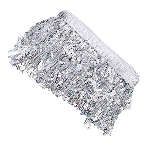 Angoily Paillettenbesetzte Bärtige Spitze Quaste Kostüm Pailletten-spitzenbesatz Party Paillettenfransen Rave-outfits Für Frauen Bandbesatz Für Kleidung Nähzubehör Plastik Silver Angoily Paillettenbesetzte Bärtige Spitze Quaste Kostüm Pailletten-spitzenbesatz Party Paillettenfransen Rave-outfits Für Frauen Bandbesatz Für Kleidung Nähzubehör Plastik Silver von Angoily