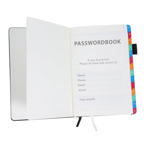 Angoily Passwortregistrierungsbuch Notizblock zum Eintragen von Internetadressen praktisches Adressnotizbuch Notizbuch zur Website-Aufzeichnung notizbuch Passwort Buch Papier Schwarz von Angoily