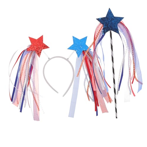 Angoily Patriotischer Haarreif mit Fünfzackigem Stern Verstellbar Leicht Geeignet für Unabhängigkeitstag Memorial Day Amerika Party Cosplay und Festliche Anlässe für Damen von Angoily