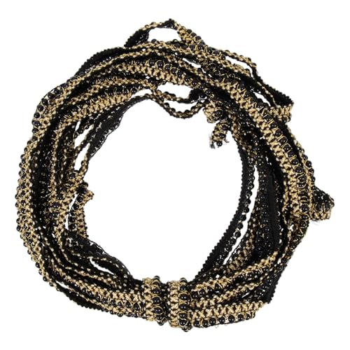 Angoily Perlengewebe Vorabend Herstellung Kleidung Perlen Zum Basteln Geformt Perlen Zur Dekoration Bänder Perlenapplikation Bestickt Trimmen Stoffband Black Polyester von Angoily