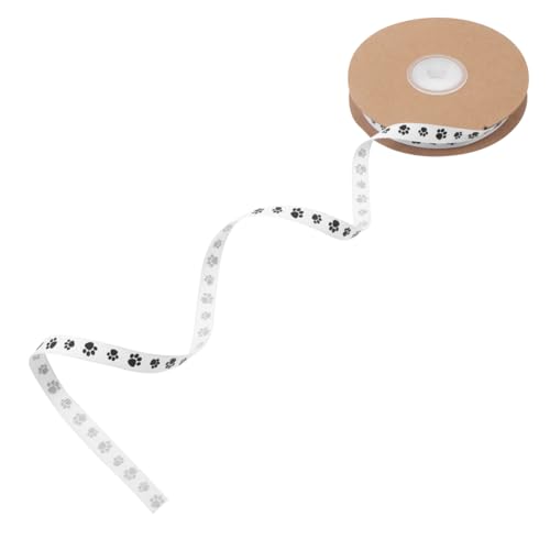 Angoily Pfotenabdruck Ripsband Polyester Schleifenband für DIY Haustier Bekleidung Basteln Geschenkverpackung Zubehör Haustierparty Dekoration von Angoily
