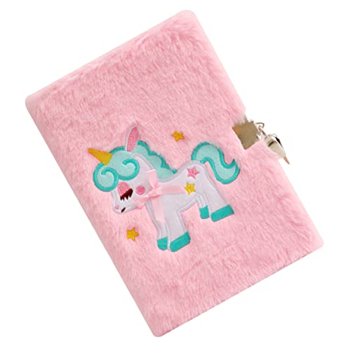 Angoily Plüsch Notizbuch mit Schloss für Adorable Einhorn Tagebuch für Mädchen für Schreib und Planungszwecke Süßes Design und Weiche Hülle für Tagebuch und Notizen von Angoily