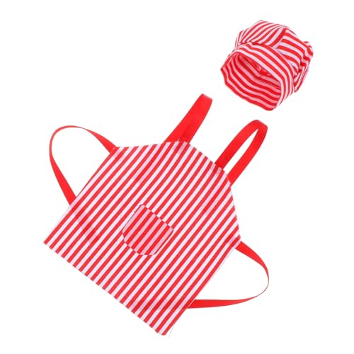 Angoily Puppenschürze Kochmütze Puppenherstellung Kit Puppenzubehör Machen Mini-puppenmütze Mini-kochmütze Schulmaterial Für Puppen Miniatur-puppenhüte Mini-Puppen-Sachen Stoff Rot von Angoily