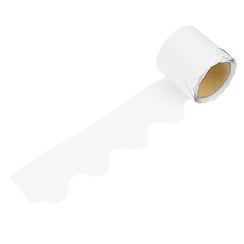 Angoily Randdekorpapier kreativpapier büroartikel black board wall decal im kindergarten Bordüren für Schultafeln Whiteboard -Aufkleber gewellt Tafelrand Bulletin-Grenzen Papierstau Weiß von Angoily
