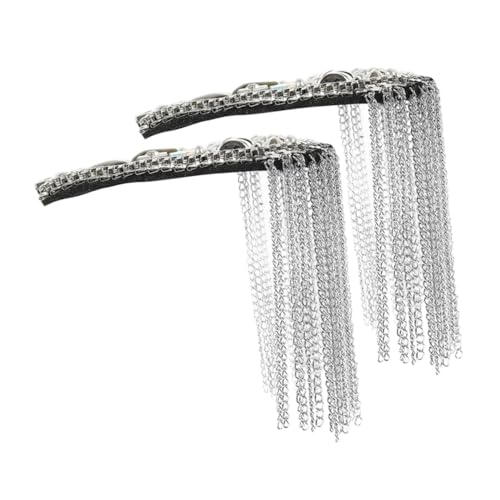 Angoily Retro Metall Schulterepauletten mit Quasten Vintage Captain Design Dekorative Schulterverzierung für Anzüge Jacken Bühnenkostüme Silberfarbene Dangle Chain Epaulette Accessoires von Angoily